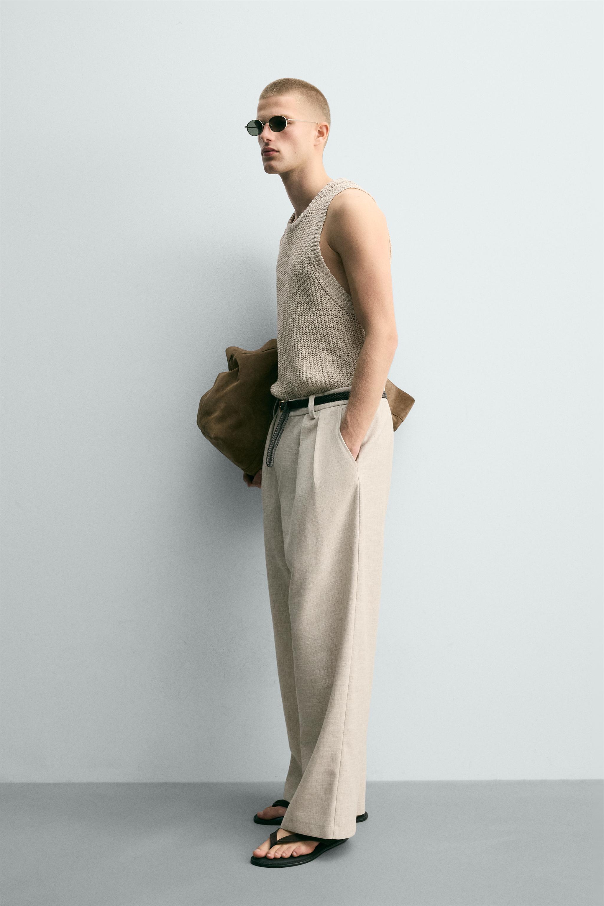KNIT COTTON LINEN BLEND TANK TOP
